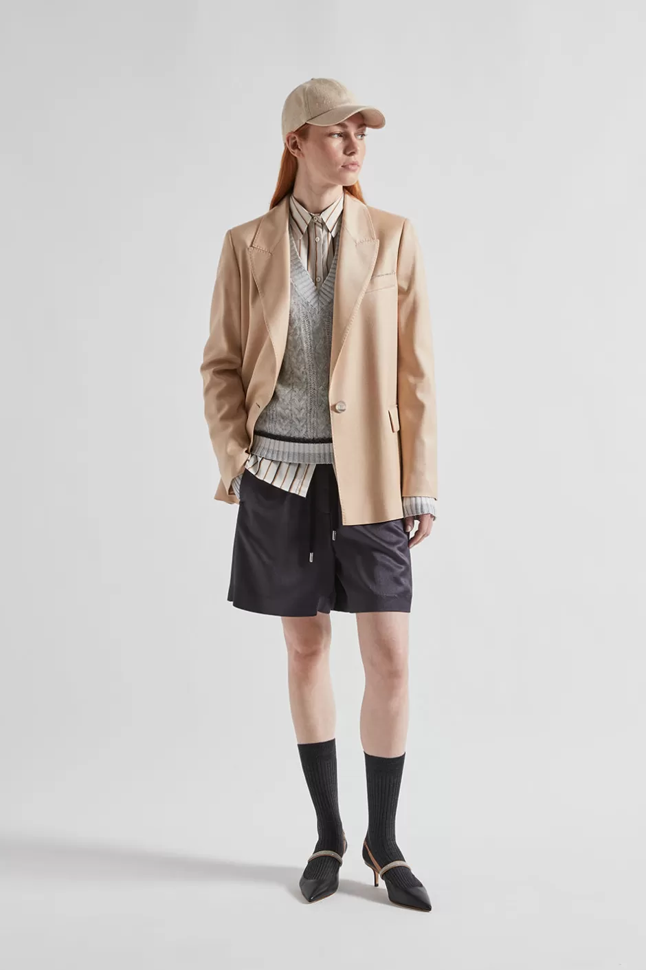 Completi E Set Coordinati | Blazer E Gilet | Peserico Blazer Monopetto In Flanella Jaspé Di Lana E Viscosa Lucida Latte macchiato