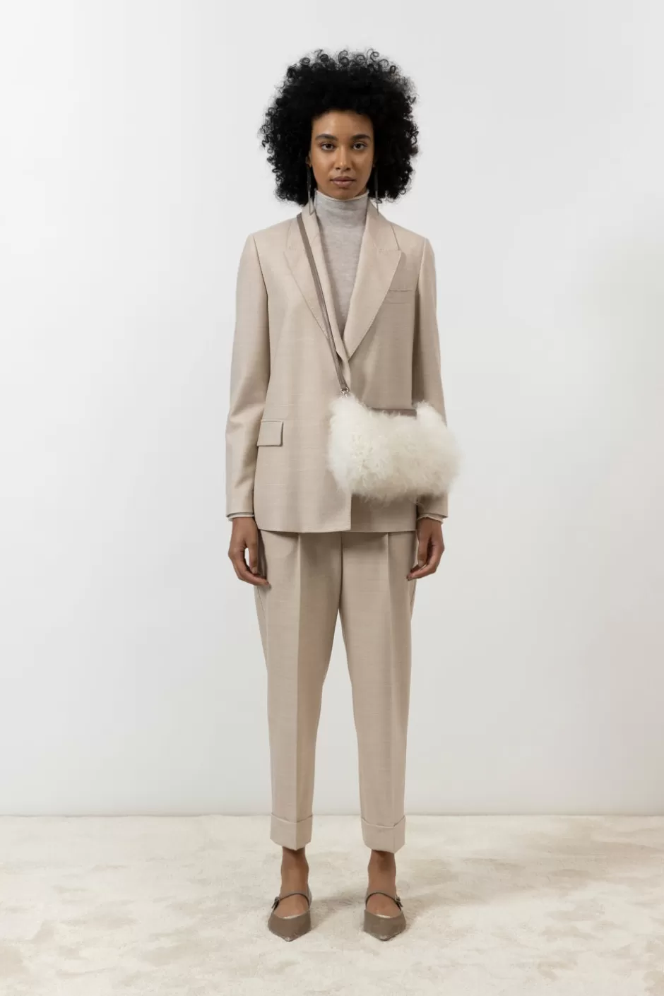 Completi E Set Coordinati | Blazer E Gilet | Peserico Blazer Monopetto In Lana Jaspé Comfort Loro Piana Orzo