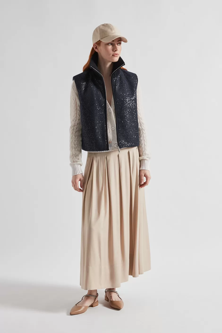 Maglieria | Peserico Cardigan Girocollo A Trecce In Lana Merino, Alpaca E Lurex Bianco naturale