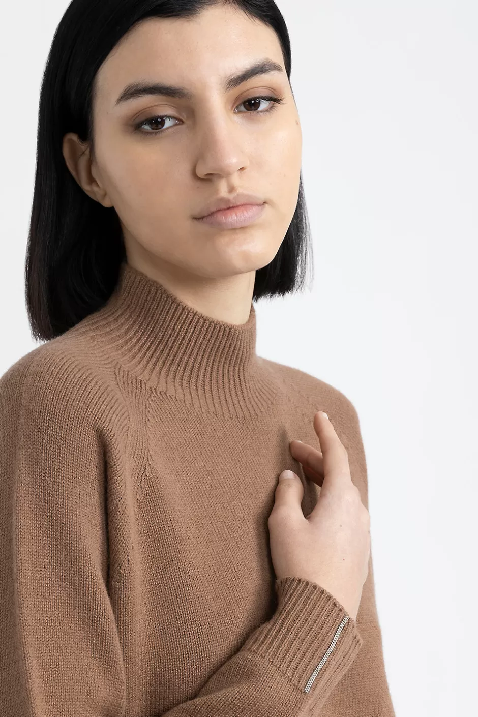 Maglieria | Peserico Maglia Con Collo A Lupetto In Lana, Seta E Cashmere Castagno