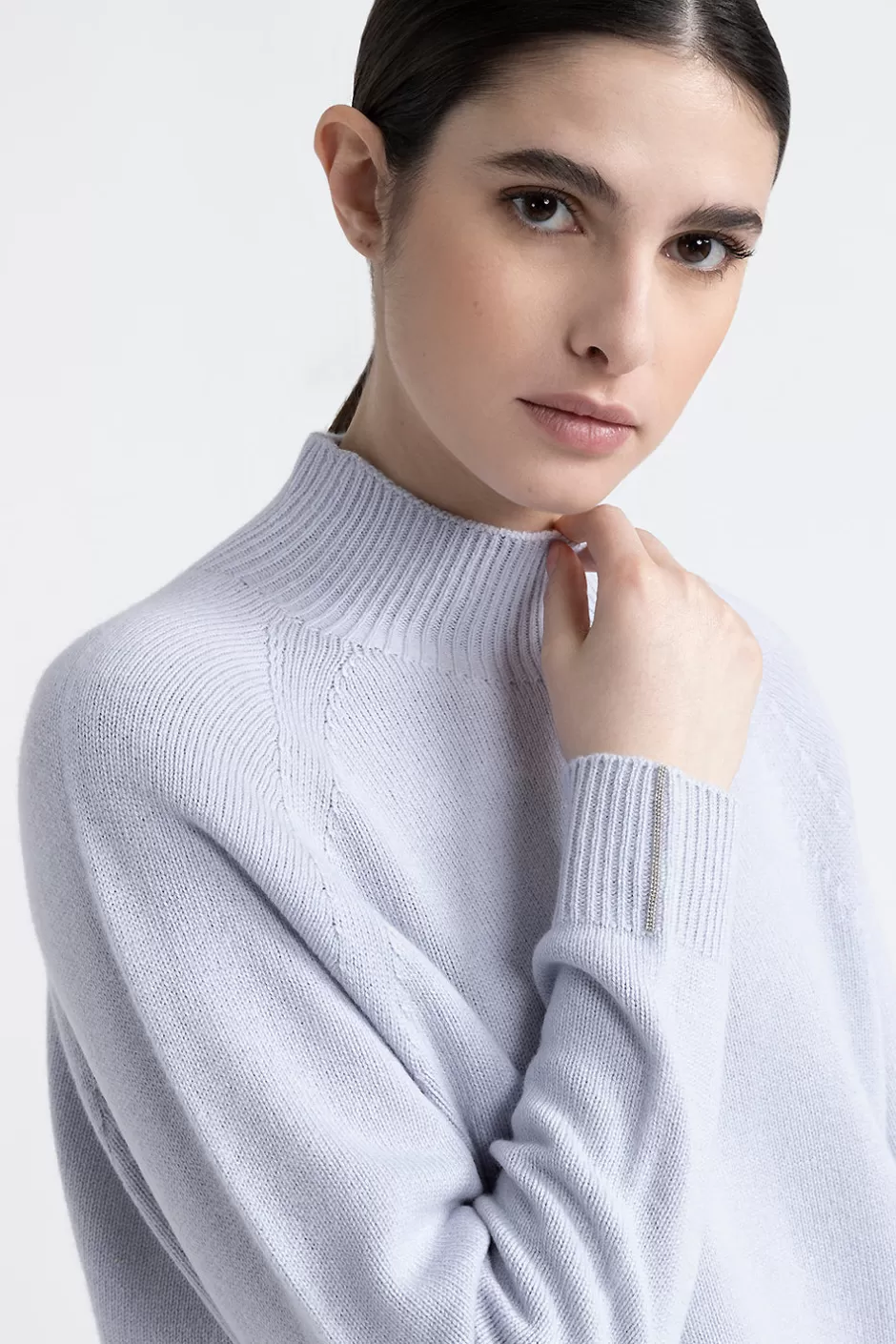 Maglieria | Peserico Maglia Con Collo A Lupetto In Lana, Seta E Cashmere Ghiaccio Puro
