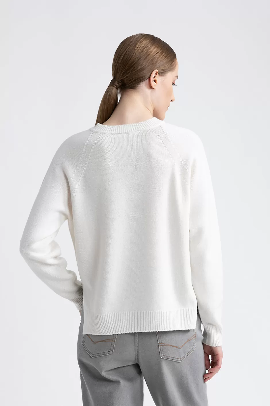 Completi E Set Coordinati | Maglieria | Peserico Maglia Con Scollo A V In Lana, Seta E Cashmere Bianco naturale