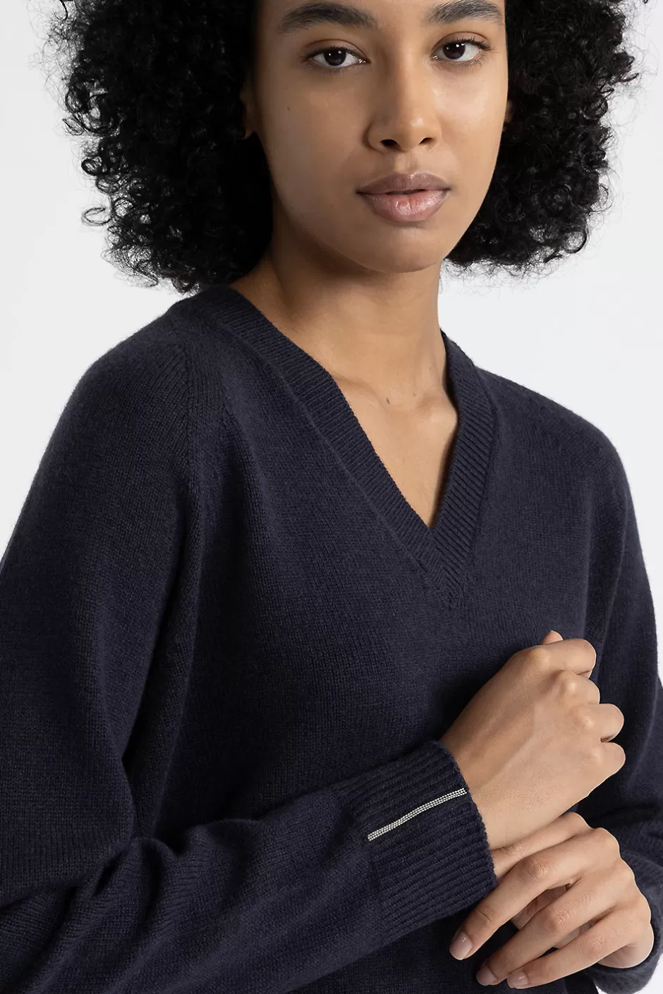 Maglieria | Peserico Maglia Con Scollo A V In Lana, Seta E Cashmere Blu calamaio