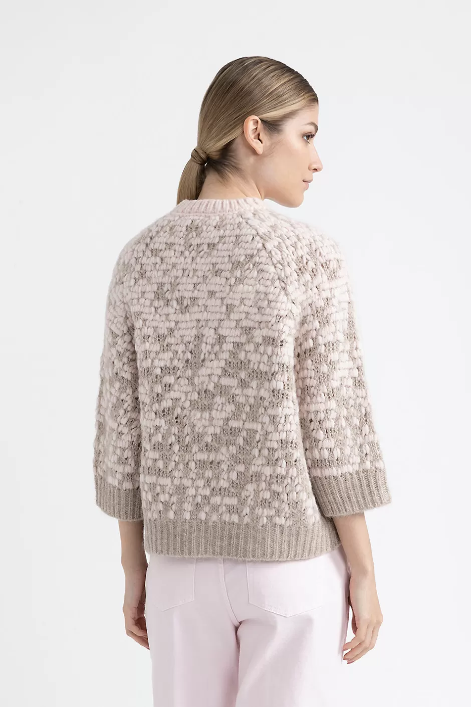 Maglieria | Peserico Maglia Jacquardin Lana E Baby Alpaca Suri Con Dettagli Lurex Albeggio