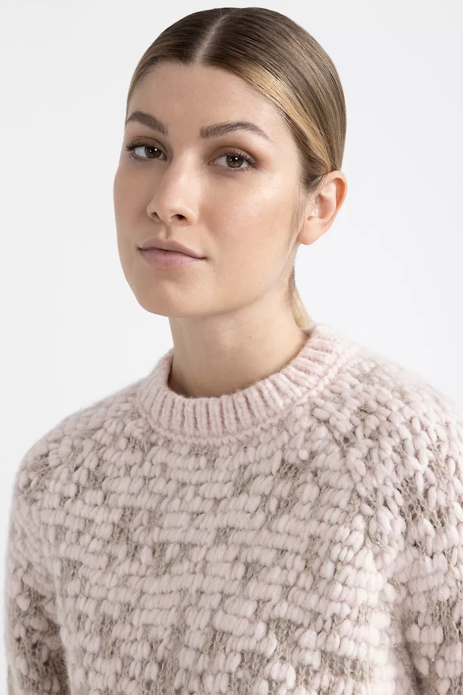 Maglieria | Peserico Maglia Jacquardin Lana E Baby Alpaca Suri Con Dettagli Lurex Albeggio