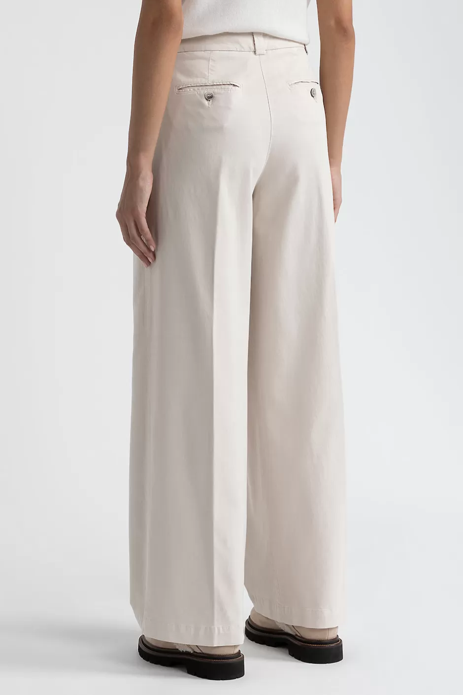 Pantaloni | Peserico Pantalone Con Pieghe In Gabardina Di Cotone Seta E Tencel Beige perla