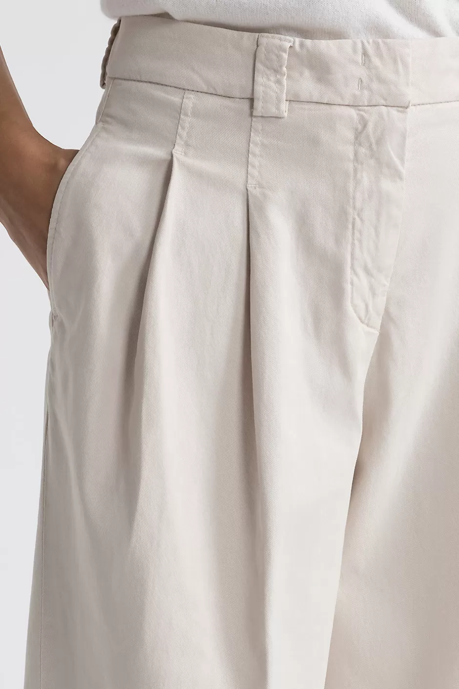 Pantaloni | Peserico Pantalone Con Pieghe In Gabardina Di Cotone Seta E Tencel Beige perla